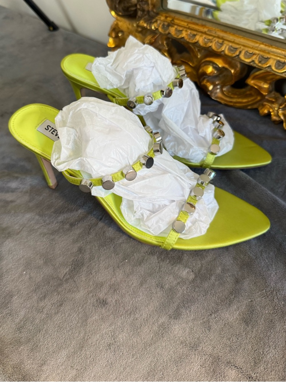 Steve Madden Dorinda Studded Heels in Citron - Picture 5 of 7